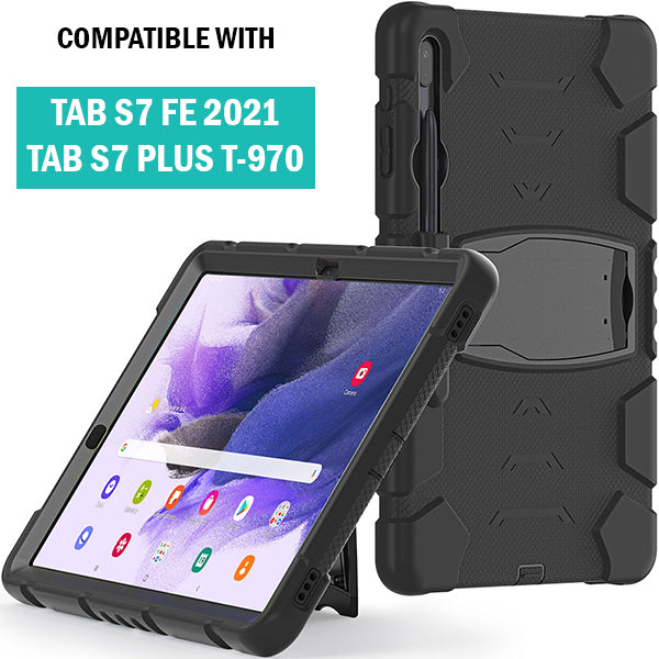 Rugged Defender Case for Samsung Tab S7 FE (T730 T735) / S7+ Plus (T970 T975) / S8+ Plus 12.4 Rugged Defender Case for Samsung Tab S7 FE (T730 T735) / S7+ Plus (T970 T975) / S8+ Plus 12.4